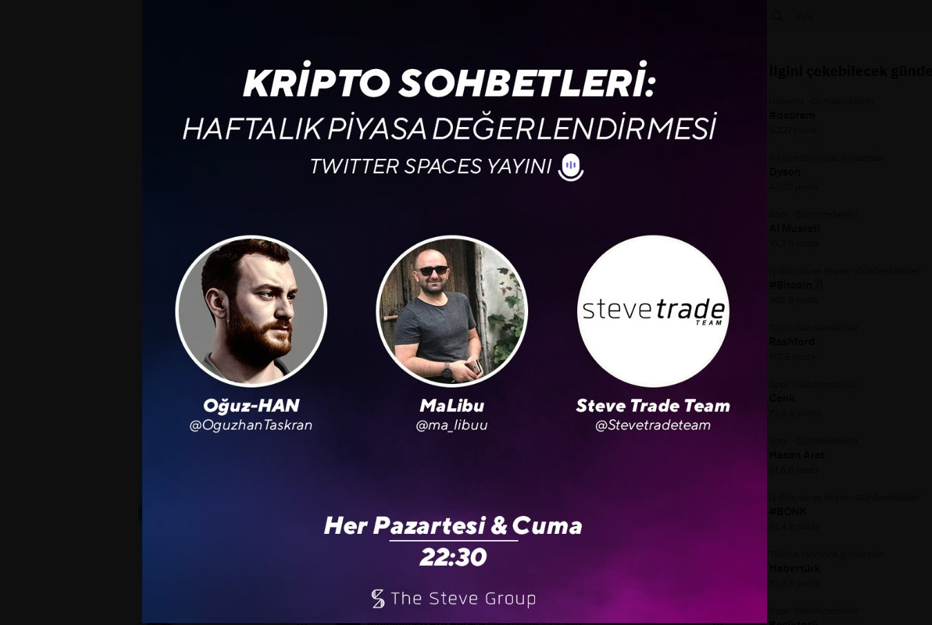 Steve Trade Team - Kripto Sohbetleri Twitter Space Yayını