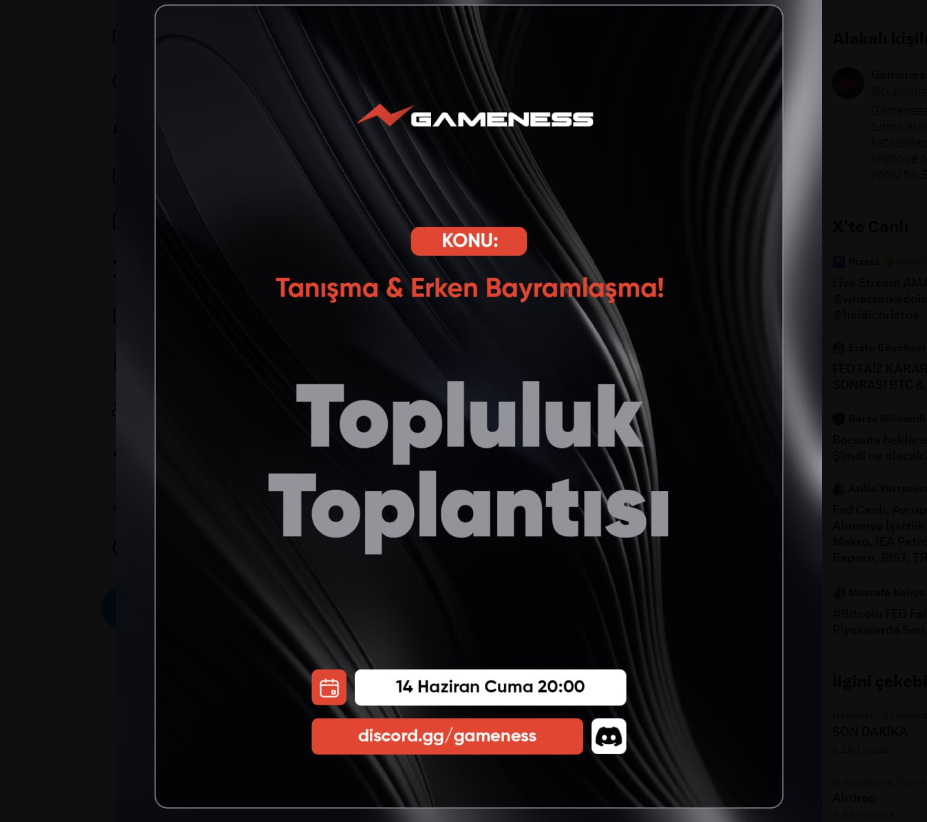 Gameness Türkiye - İlk Topluluk Toplantısı Duyurusu